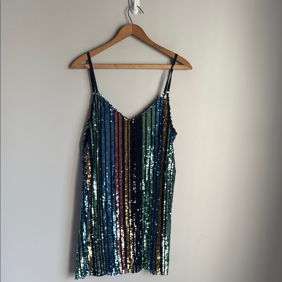 Show Me Your Mumu Vivian Sequin Rainbow Striped Slip Dress Small - Picture 2 of 10